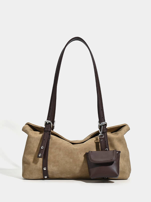 Women's Retro Suede Pillow Large Capacity Commuter Fashion Underarm Bag
