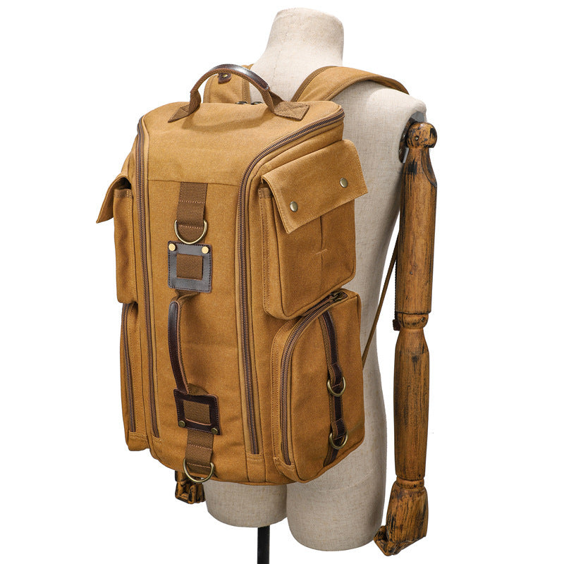 Men's Canvas Vintage Waterproof Large Capacity Computer Leisure Backpack