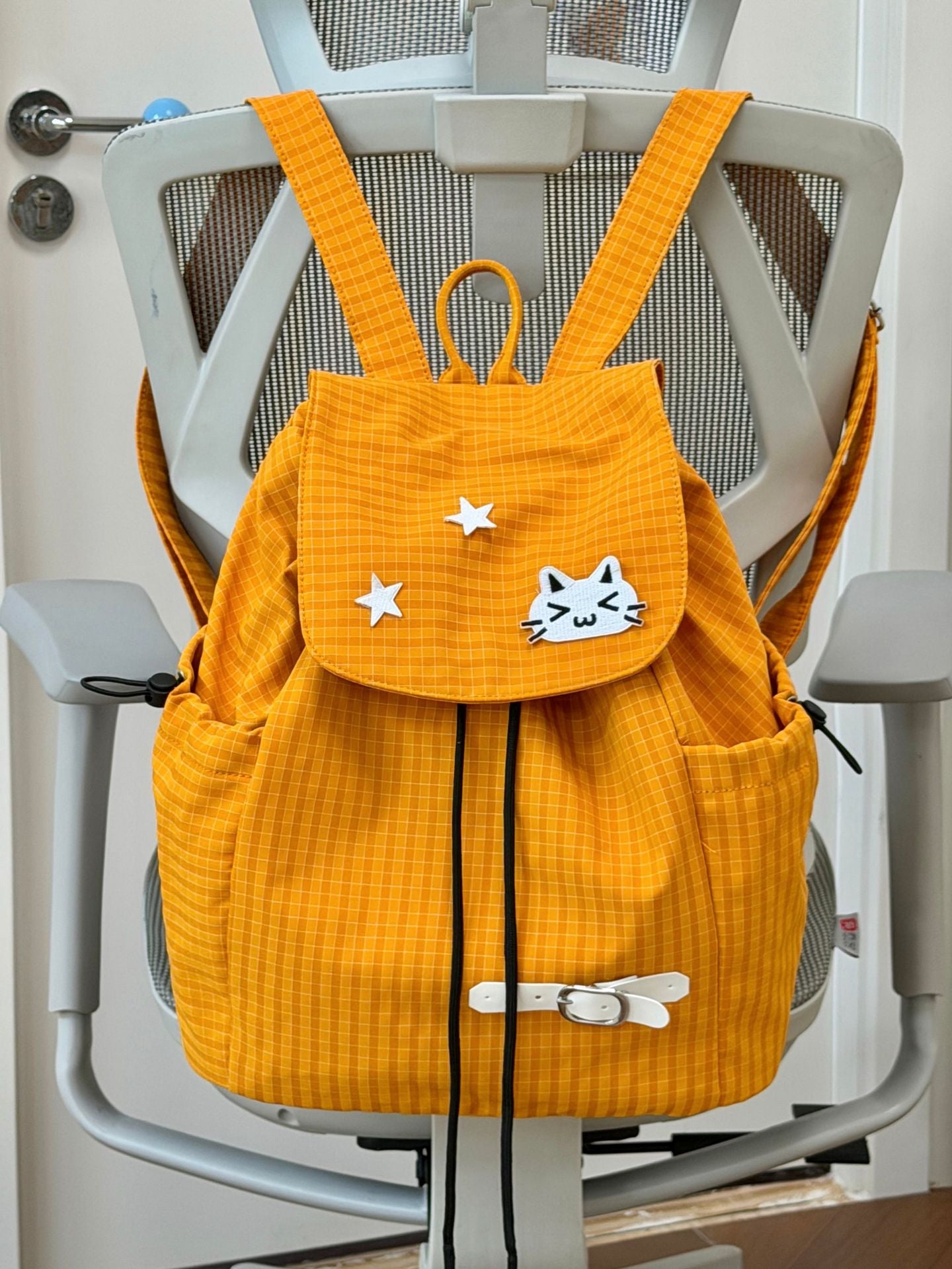 Women's Cute Cartoon Checked Junior High Lightweight Backpacks