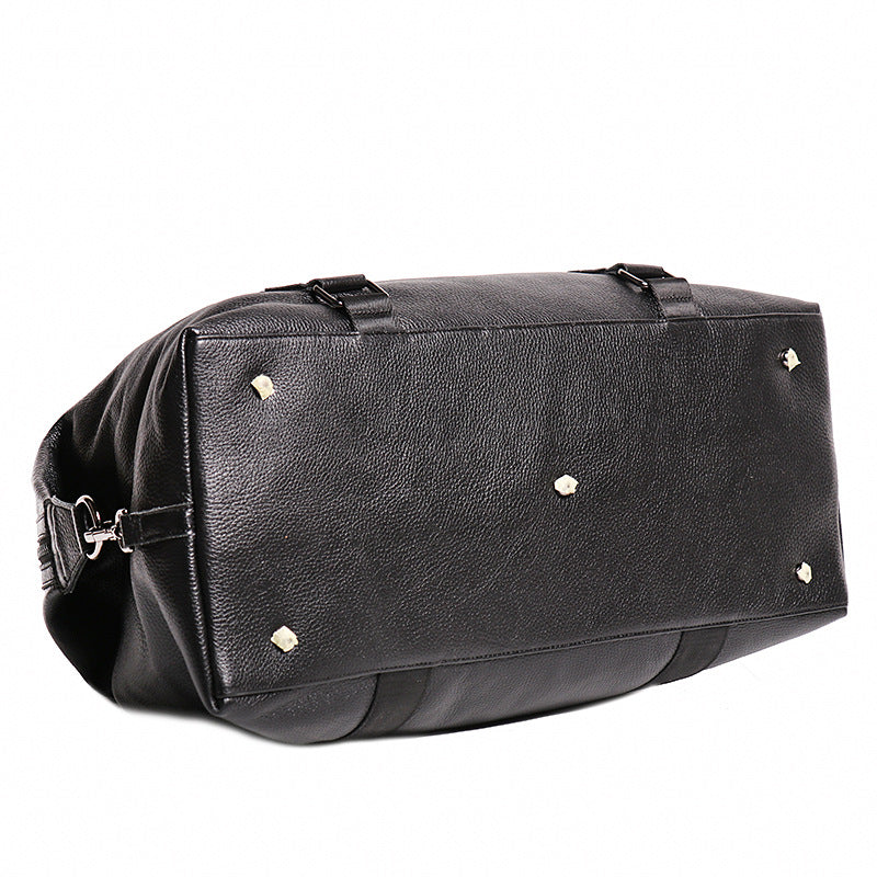 Men's Leather Portable Short Business Trip Cowhide Large Capacity Men's Messenger Bag