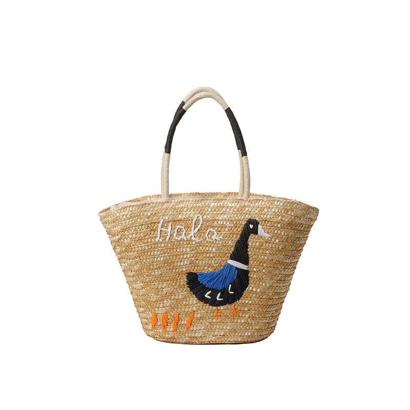 Women's Retro Tassel Hollow Hand-woven Beach Commuter Tote Bags