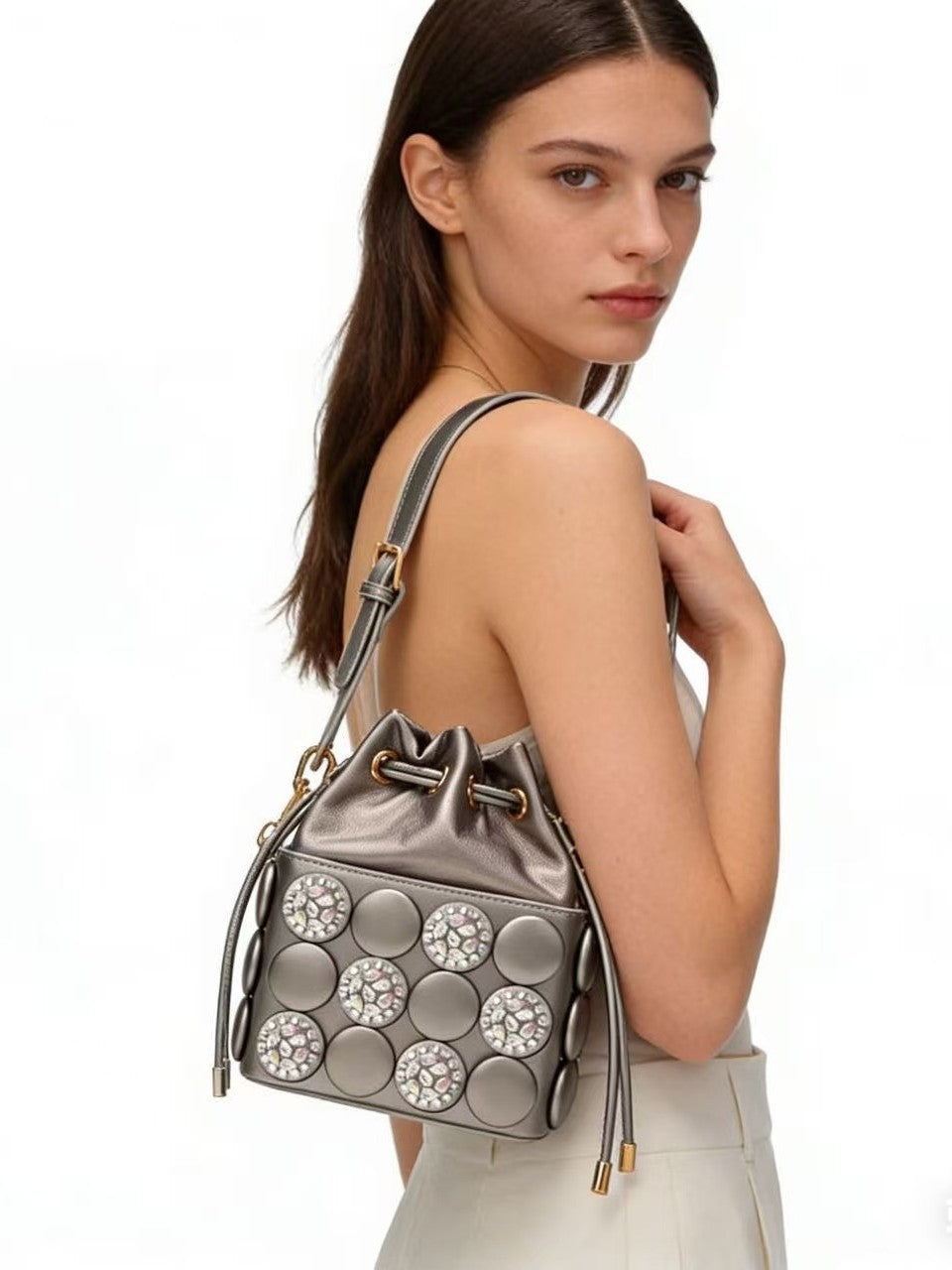 Casual Women's Rhinestone Dot Fashion Mobile Women's Messenger Bag