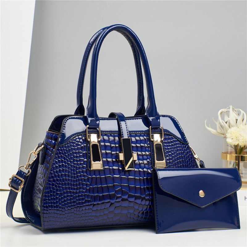 Women's Platinum Shining Leather Mother Crocodile Pattern Women's Backpack
