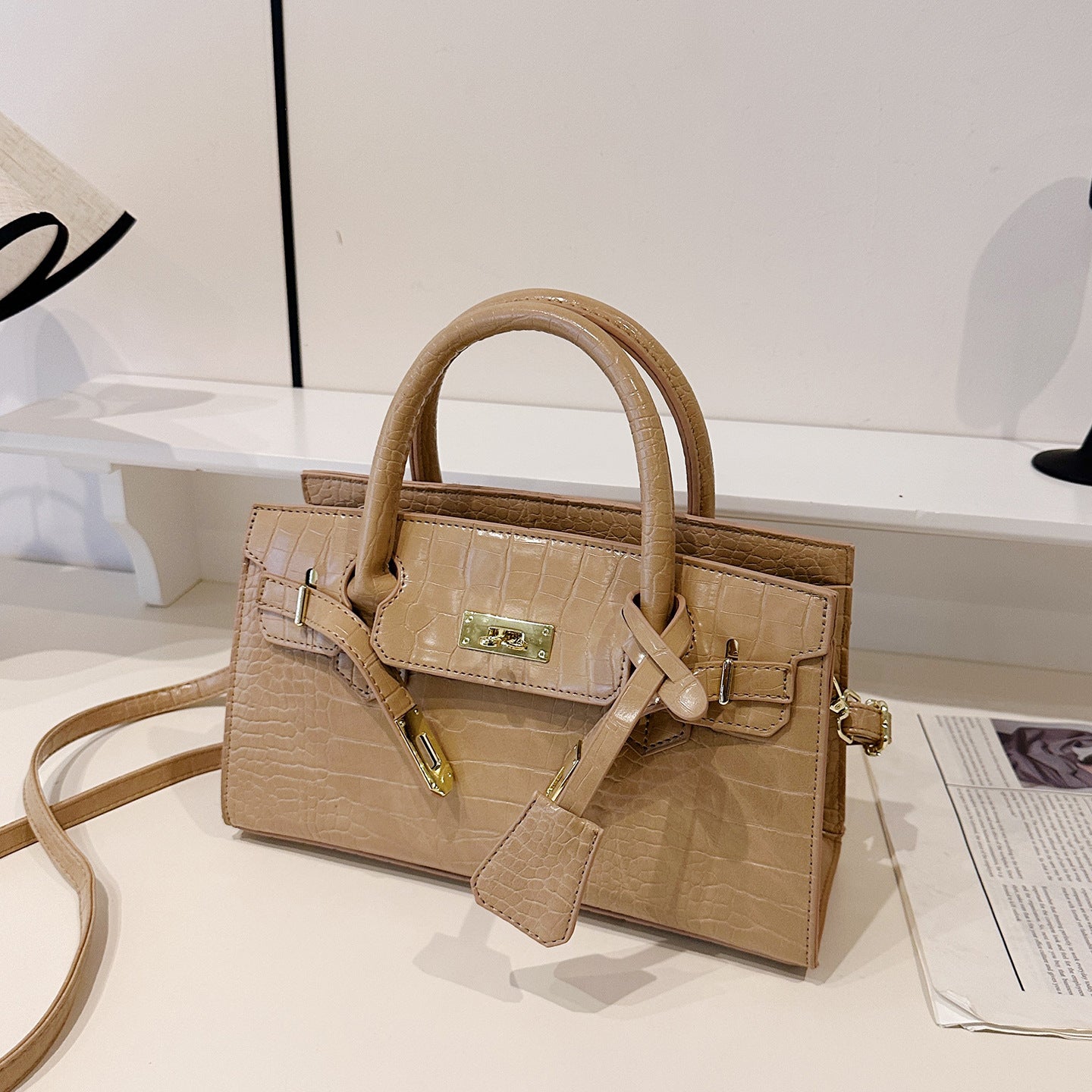 Women's Fashion Crocodile Pattern Kelly Trendy Light Bags