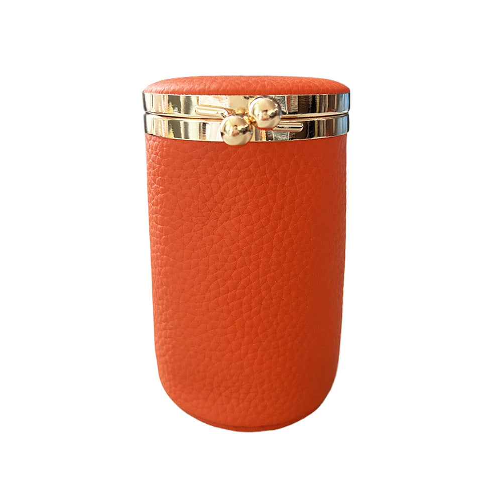 Genuine Leather Storage Retro Carry-on With Mirror Makeup Bag