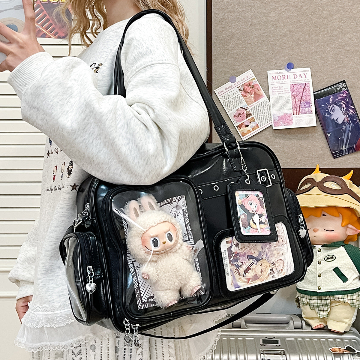 Light Valley Large Capacity Star Chasing Person Doll Two Shoulders Women's Shoulder Bag