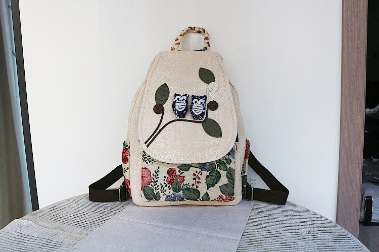 Women's Vintage Printing Wax Line Woven Fresh Women's Backpack