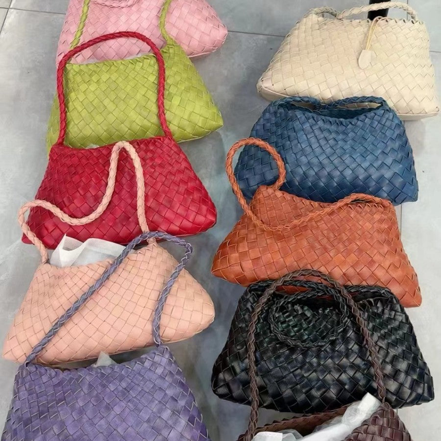 Women's Summer Niche Design Woven Large Capacity French Canvas Lazy Underarm Bag