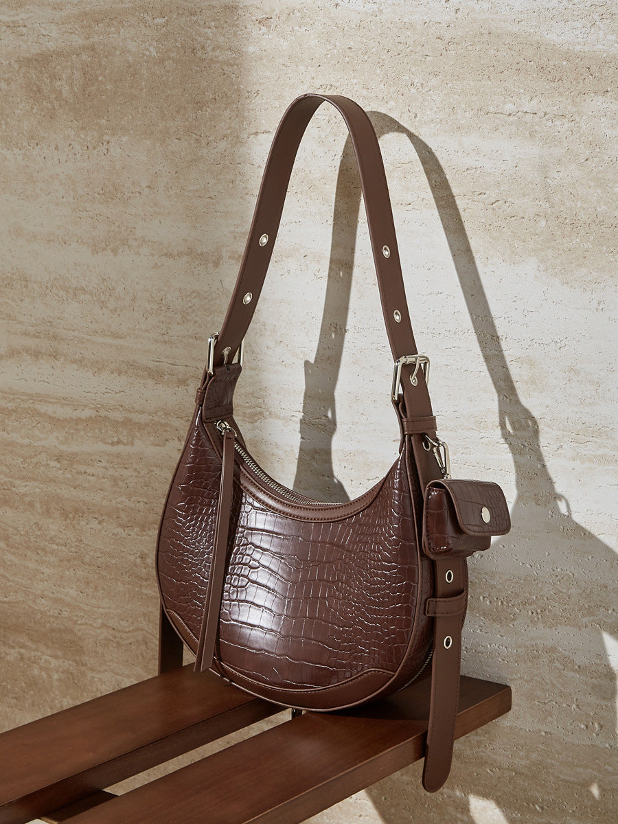 Women's Genuine Leather Design Crescent Underarm High Sense Women's Messenger Bag
