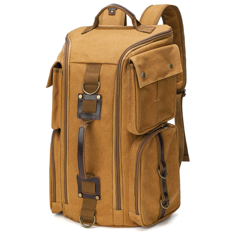 Men's Canvas Vintage Waterproof Large Capacity Computer Leisure Backpack