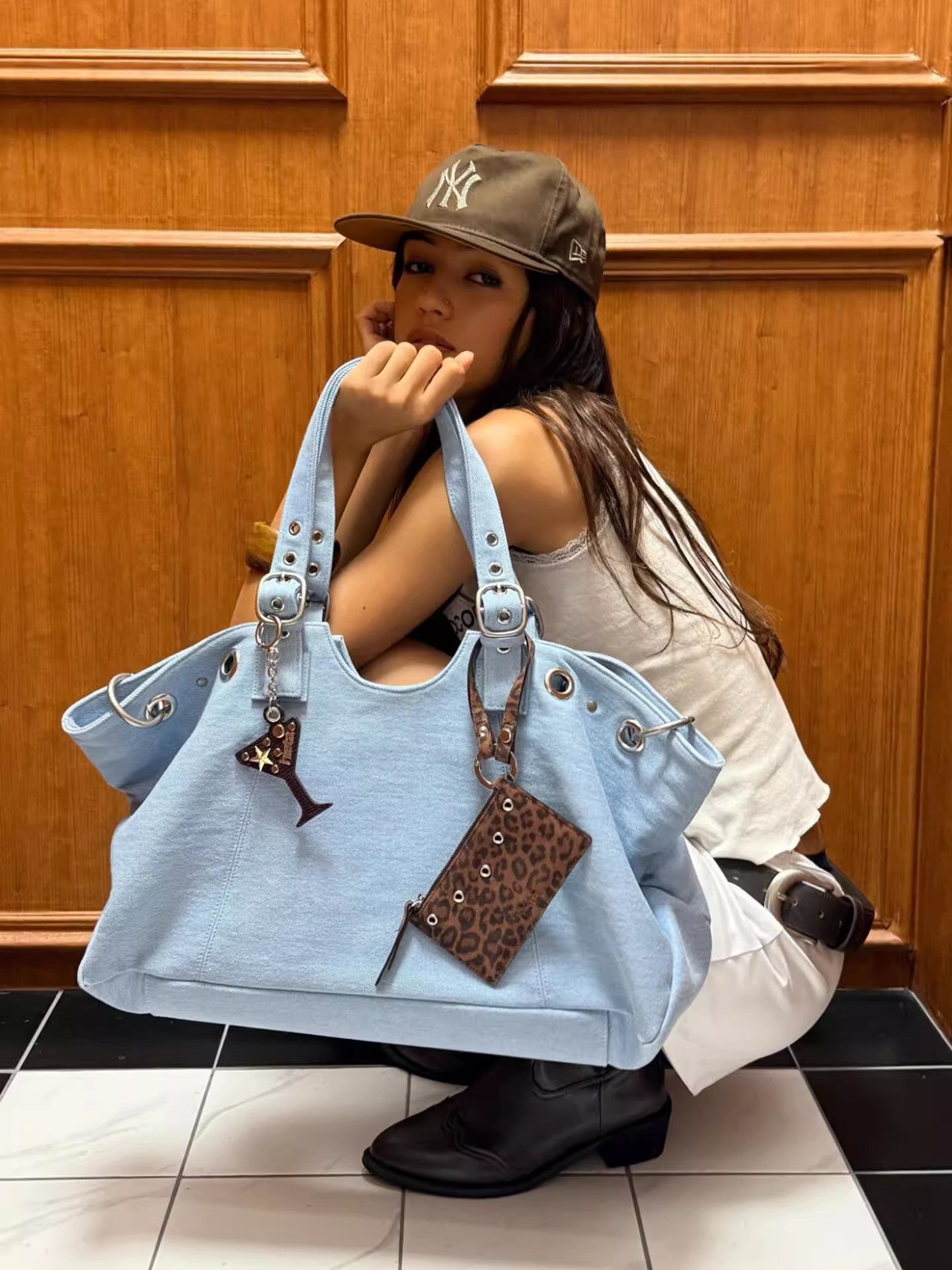 Women's High-grade Sweet Cool Hot Motorcycle Korean Style Large Capacity Commuter Bags