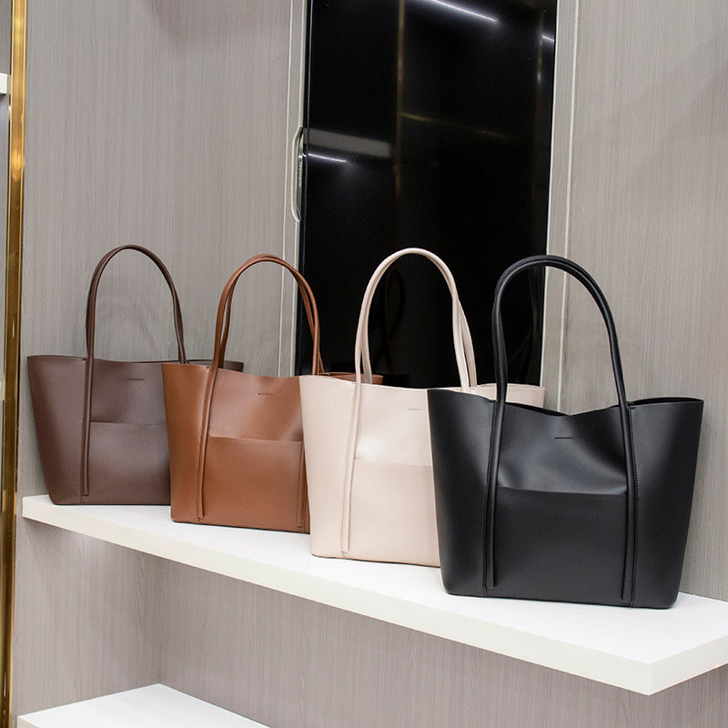 Women's Large Capacity High-grade Leather Commuting Portable Tote Bag