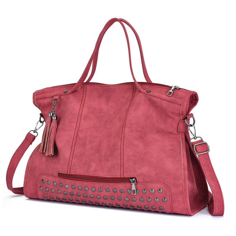 Women's Retro Frosted Fashion Trend Large Capacity Women's Handbag
