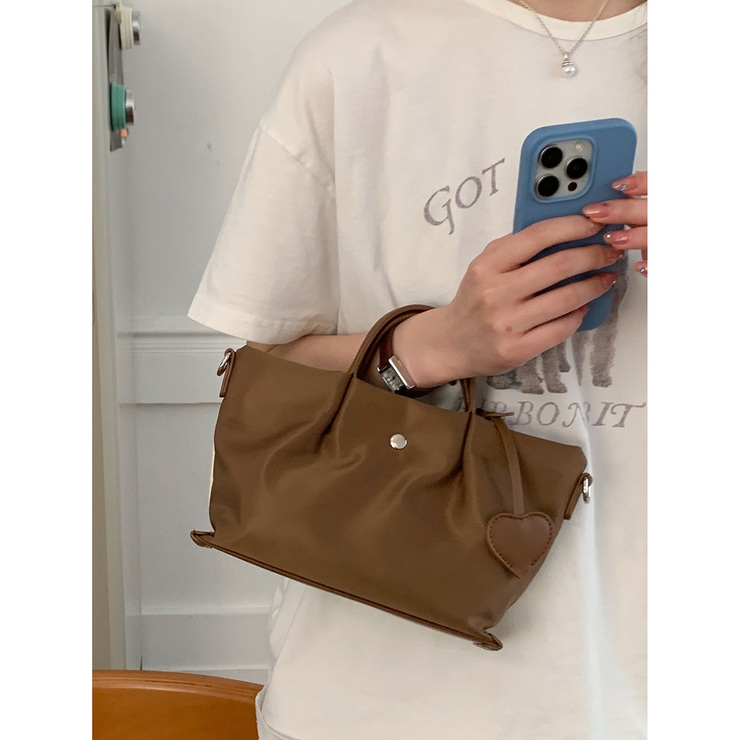 Women's Niche Texture Contrast Color Simple Tote Bag