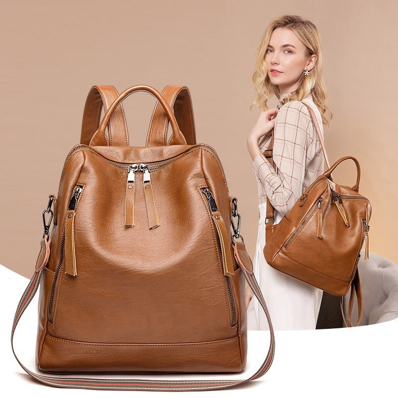 Women's Lightweight Spring Leather College Commuter Women's Backpack