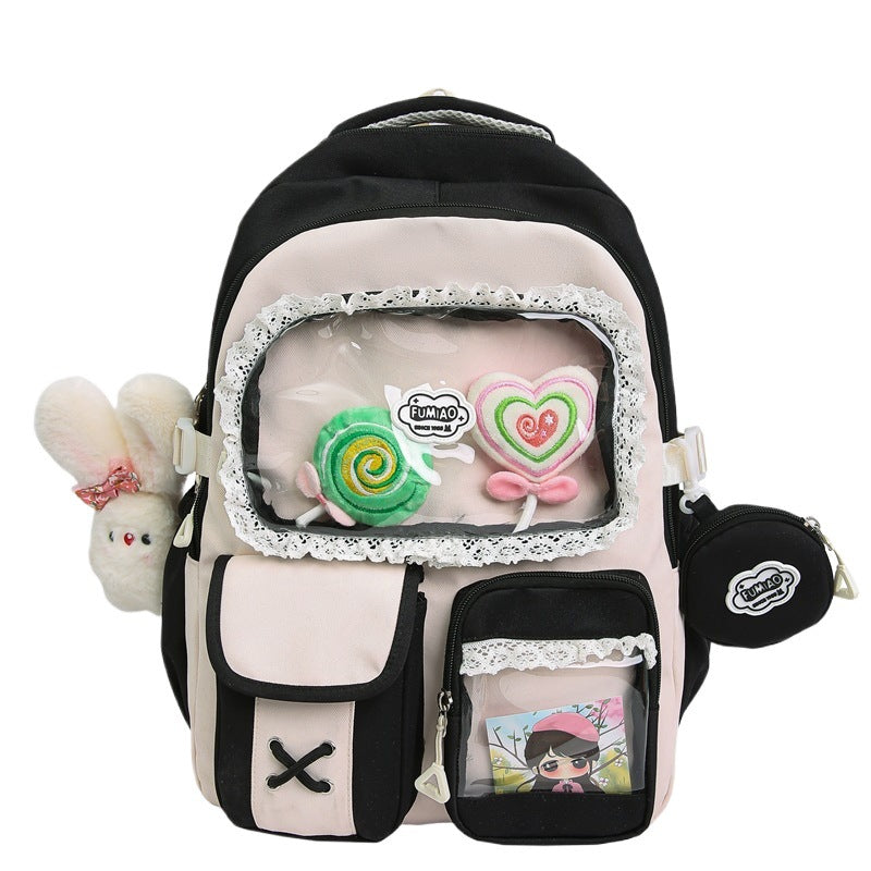 Contrast Color Girlish Preppy Style For Junior Backpacks