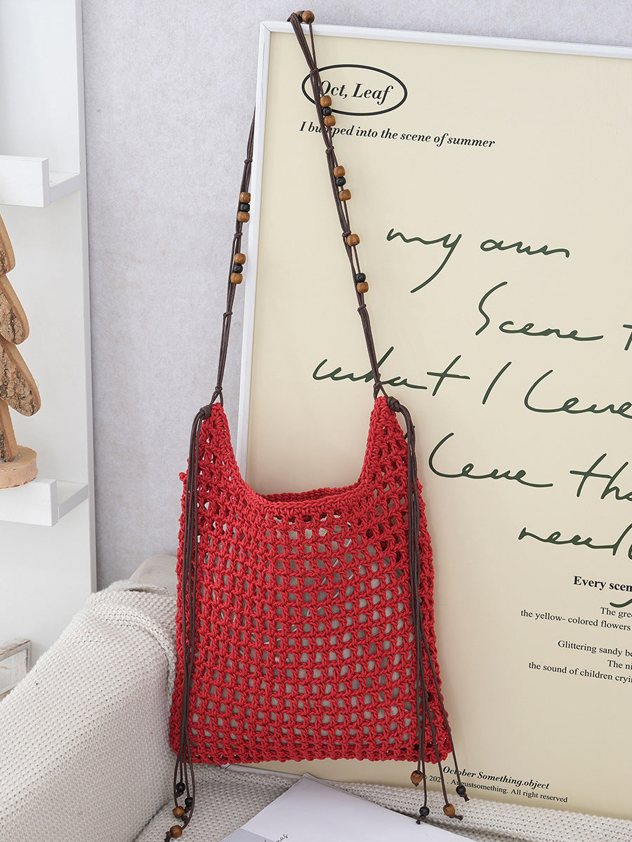 Idle Style Hollow Straw Large Capacity Hand-woven Vacation Women's Shoulder Bag
