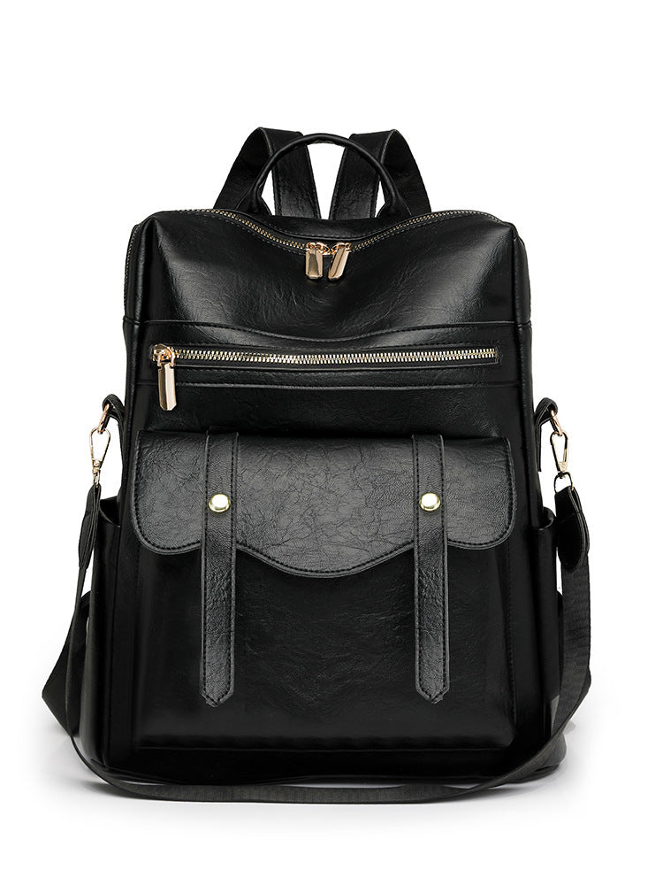 Women's Soft Leather Retro British Fashionable Women's Backpack