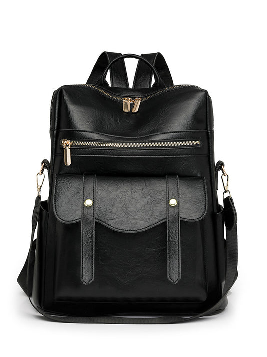 Women's Soft Leather Retro British Fashionable Women's Backpack