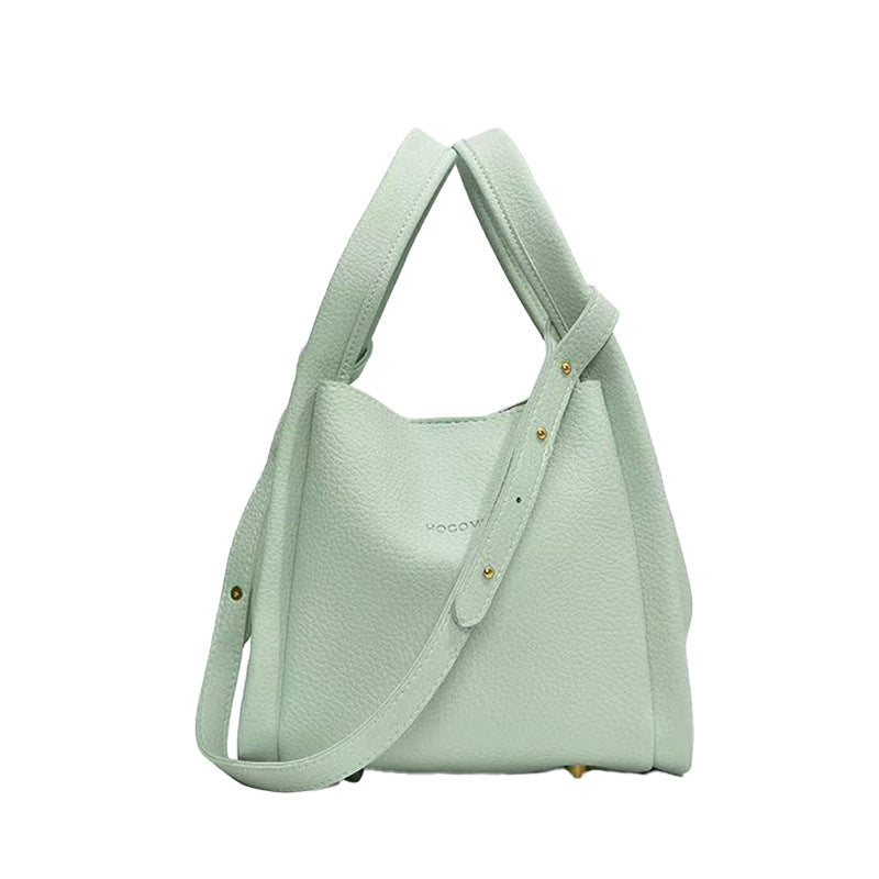 Women's Fashion Lychee Pattern Simple Korean Style Bucket Bag