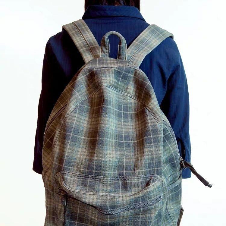 Women's & Men's Spring Style Retro Plaid Large Capacity Leisure Backpack
