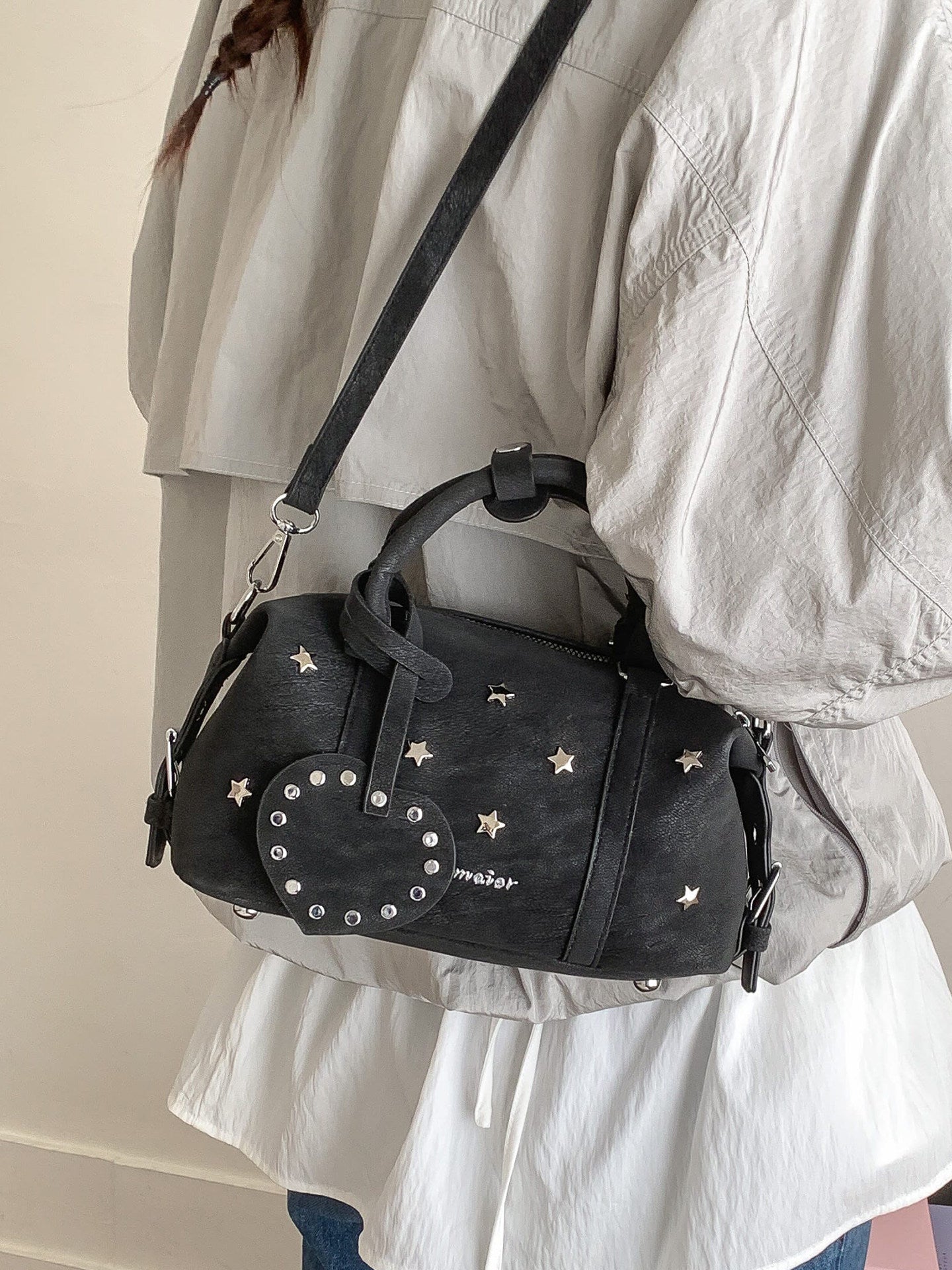 Women's Vintage Spring Fashion Studded Commuter Shoulder Bags