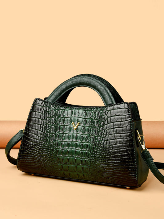 Women's Fashion Crocodile Pattern Popular Embossed High Women's Handbag