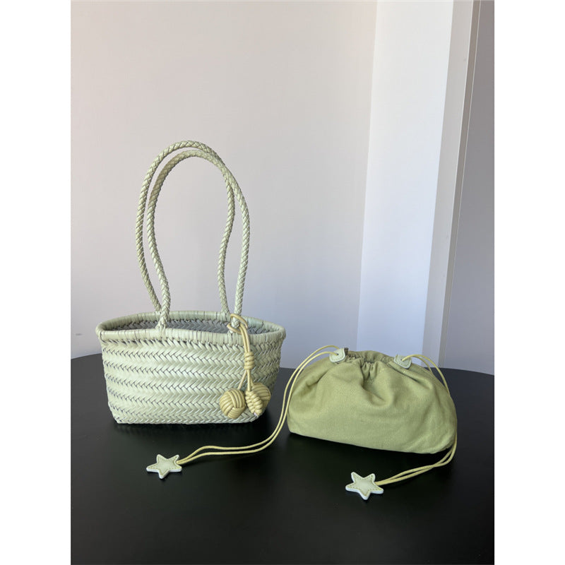 Women's Vegetable Basket Portable Underarm Solid Color High Bags