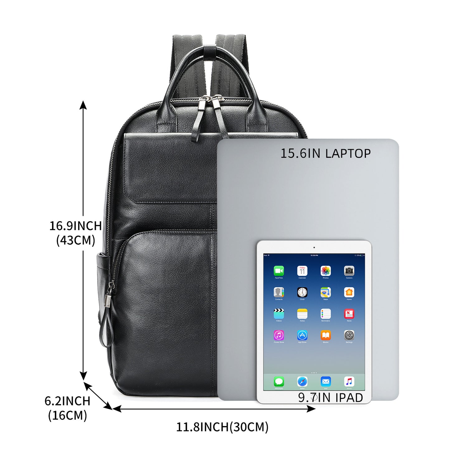Men's Leather First Layer Cowhide Waterproof Computer Leisure Backpack