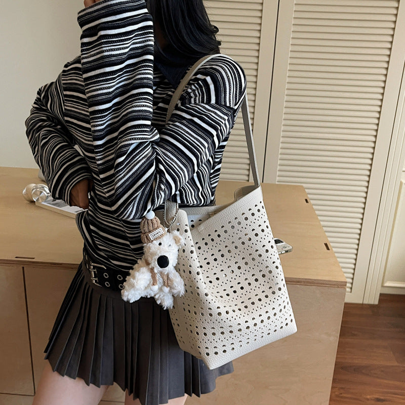 Women's Summer Mori Cute Niche Hollow Design Bucket Bag