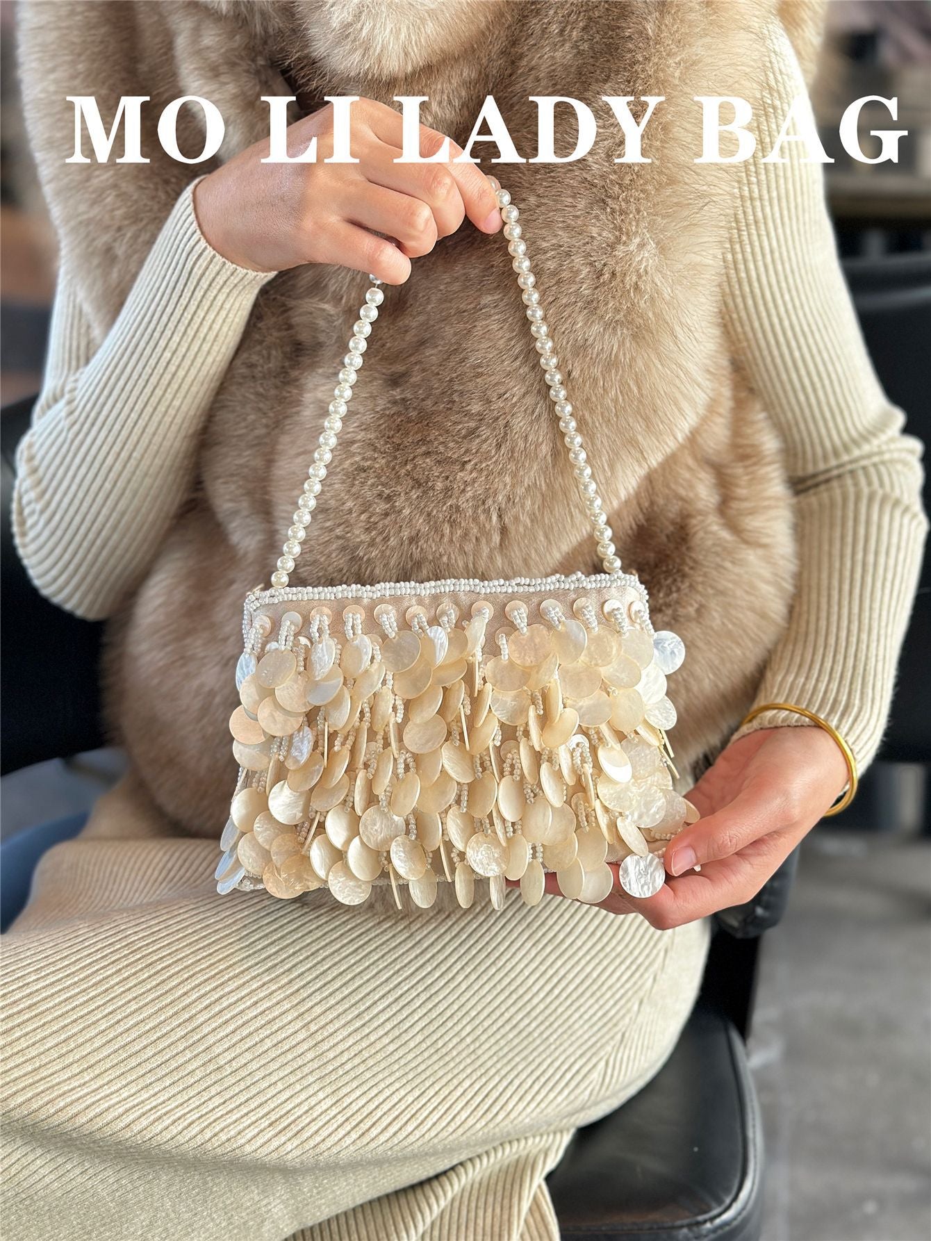 Women's Retro Scale Sequined Shell Dumpling String Women's Handbag