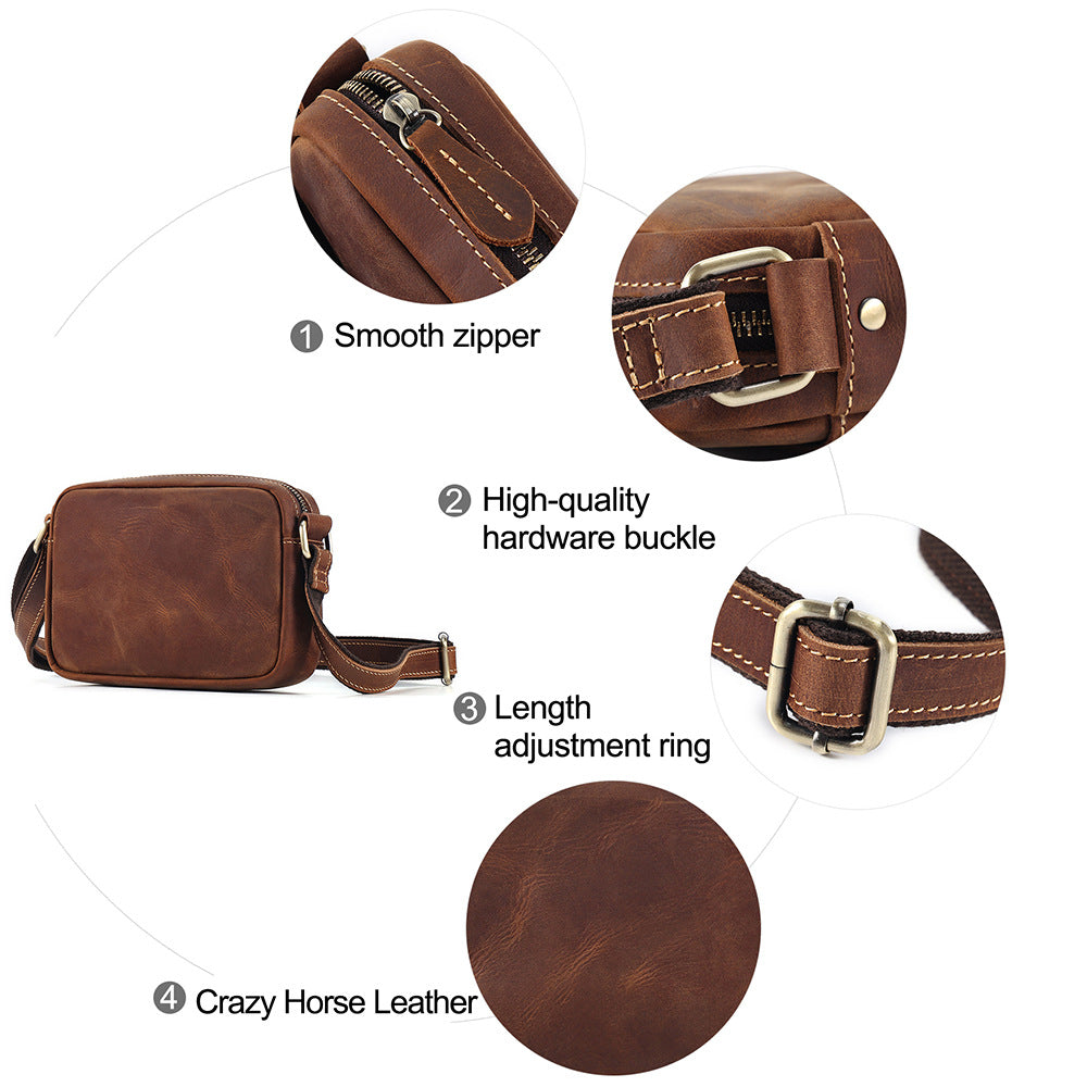 Women's & Men's Crazy Horse Leather Retro Neutral High-grade Men's Messenger Bag