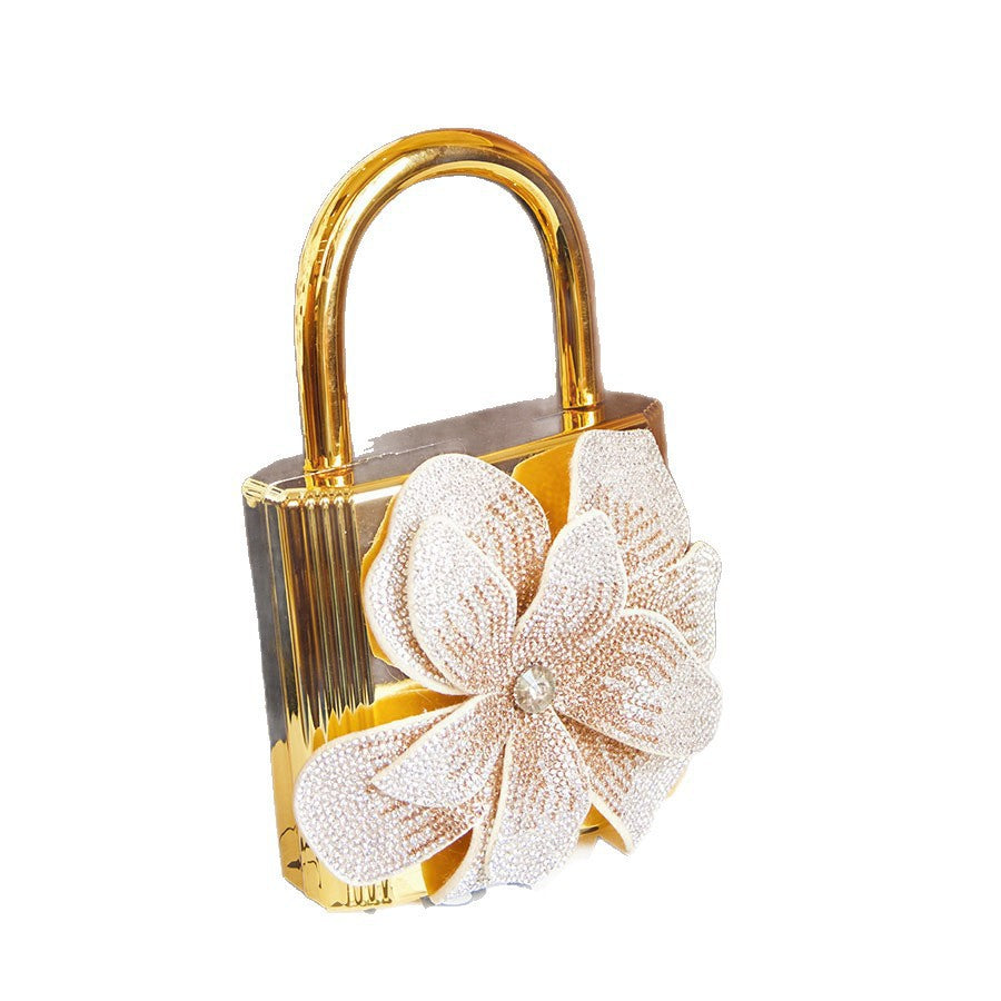 Metallic Acrylic Shiny Flower High-grade Chain Women's Handbag