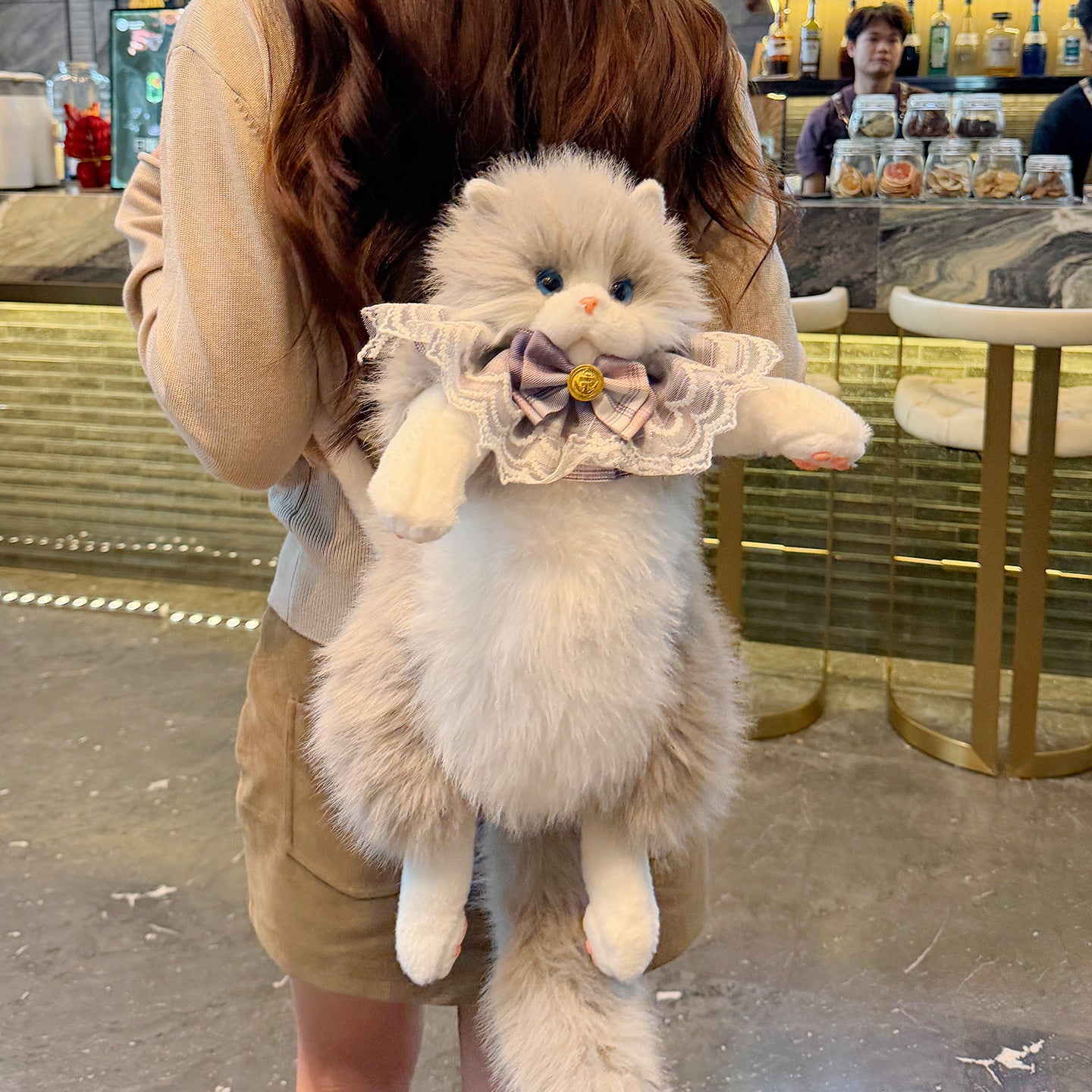 Simulation Doll Cat Cute Plush Birthday Women's Backpack