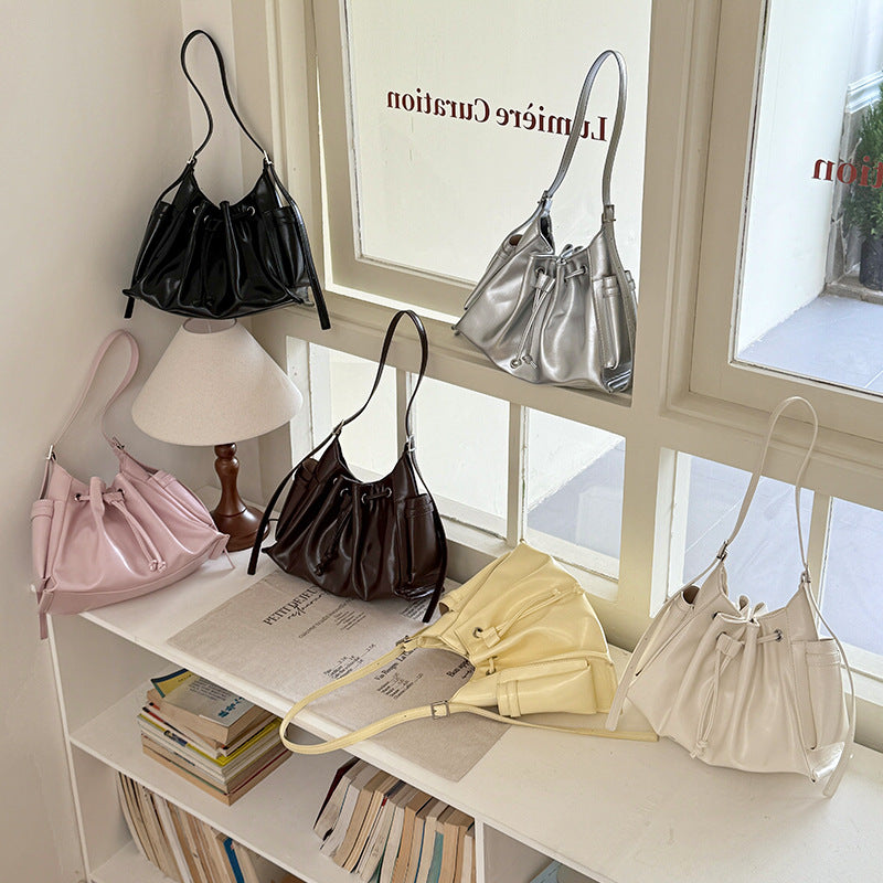 Women's Textured Commuter Fashion Drawstring Western Style Bucket Bags