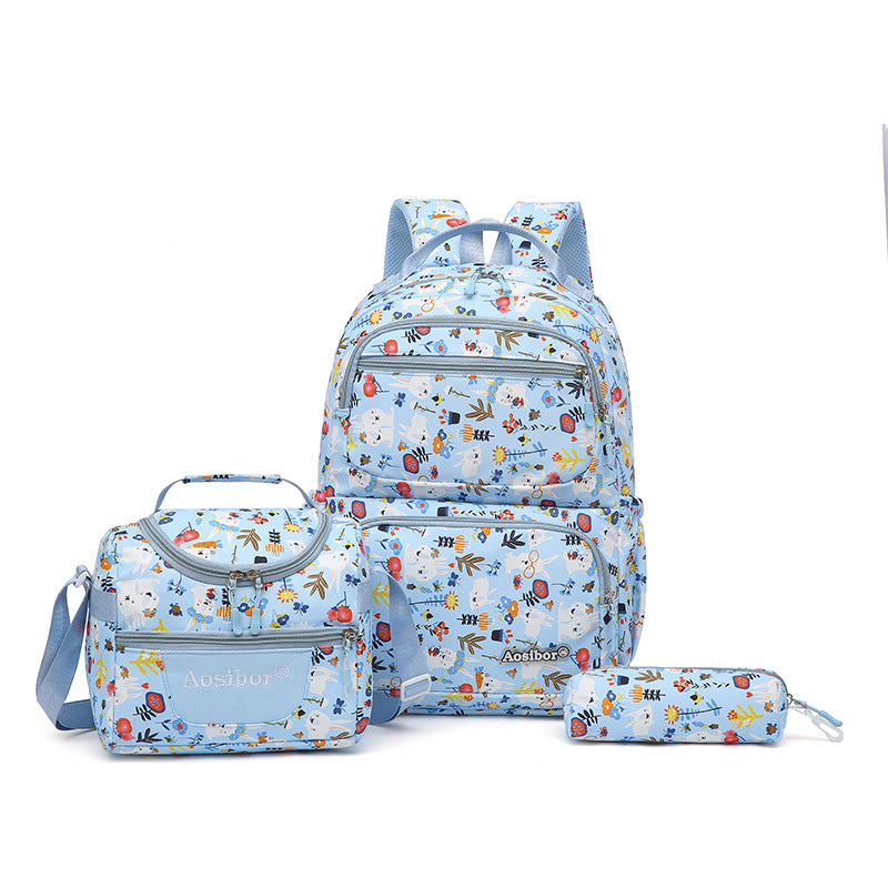 Three-piece Set Lunch Pencil Korean Cartoon Large Capacity Boys Leisure Backpack