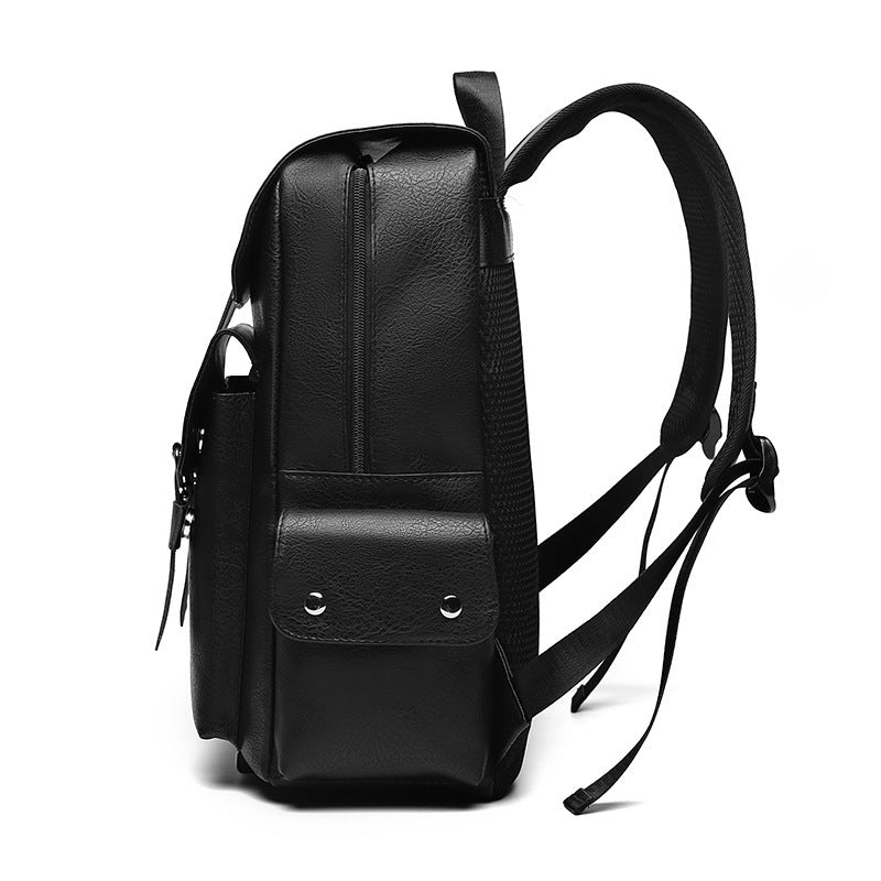 Men's Large Capacity Soft Leather Unisex Fashion College Leisure Backpack