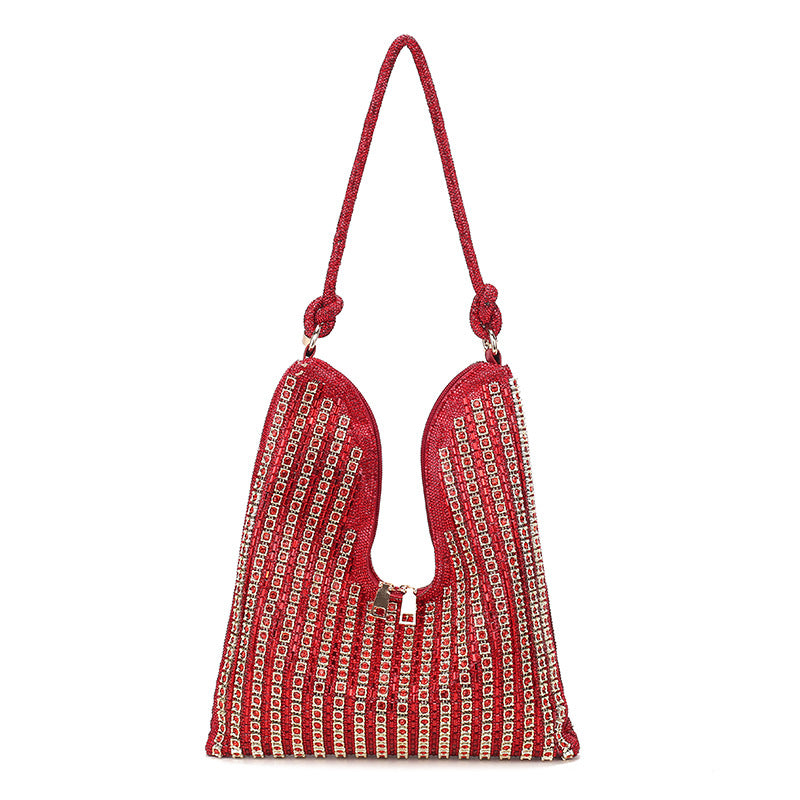 Women's Full Diamond Rhinestone Chain Shiny Portable Bucket Bags