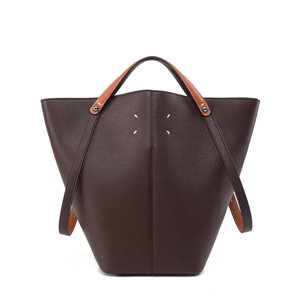 Fashion Mother Large Capacity Totes Contrast Color Commuter Bucket Bag