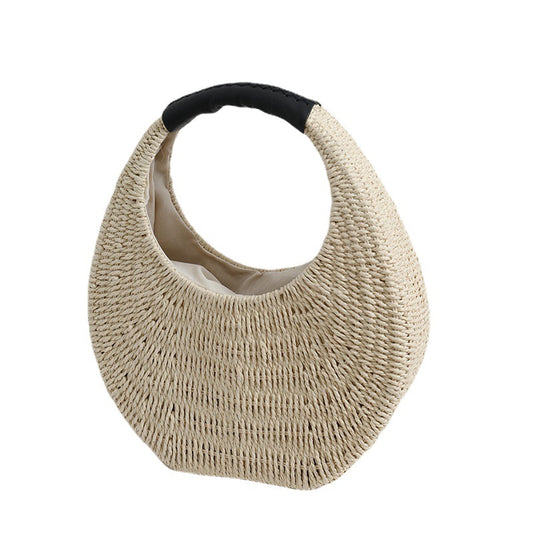 Women's Straw Niche Portable French Woven Seaside Vacation Beach Bags