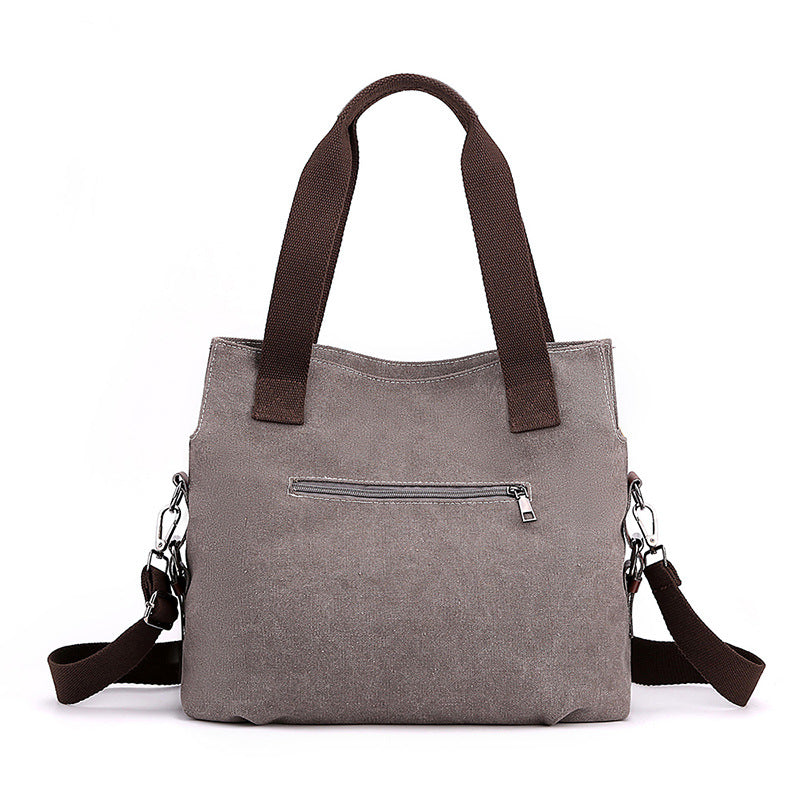 Women's Canvas Fashion Contrast Color Large Capacity Retro Handbags