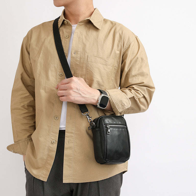 Men's Fashion Cowhide Korean Style Mini Sized Men's Messenger Bag