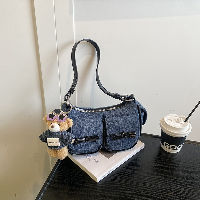 Women's Super Popular Niche Denim For Fashion Color Contrast Carrying Bags