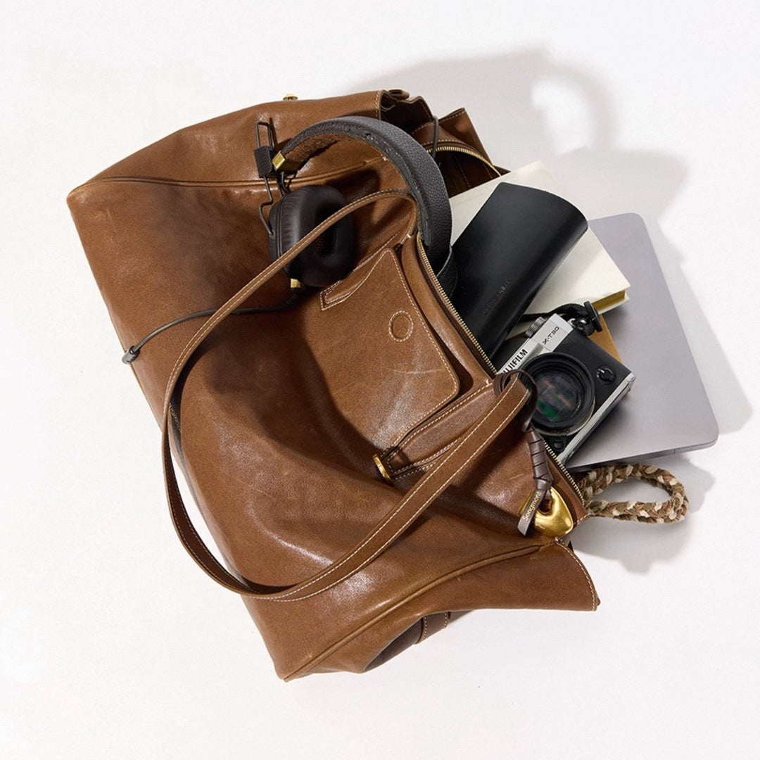Mountain Trail Vegetable Tanning Leather Large Women's Shoulder Bag