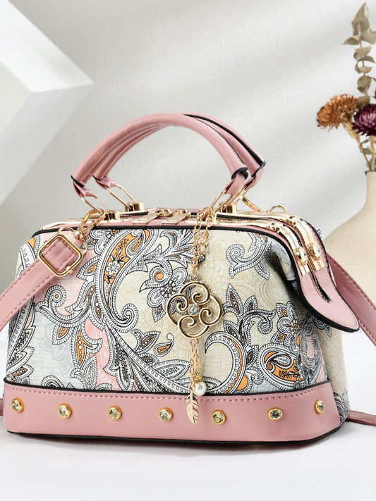 Women's Style Embossed Pillow Large Capacity Western Hand Carrying Bags