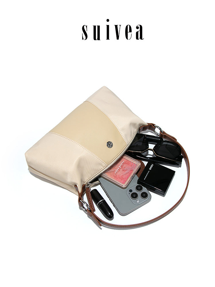 Women's Contrast Color Daily Commuter Lunch Box Dumpling Versatile High Quality Underarm Bag