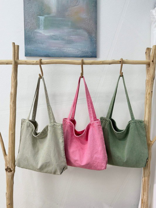 Large Capacity Washed Canvas Versatile Commuter Tote Bags
