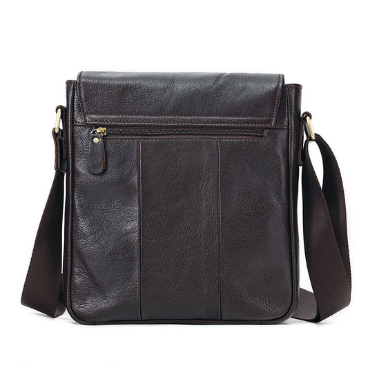 Men's Genuine Leather Large Capacity First Layer Cowhide Flip High Sense Shoulder Bags