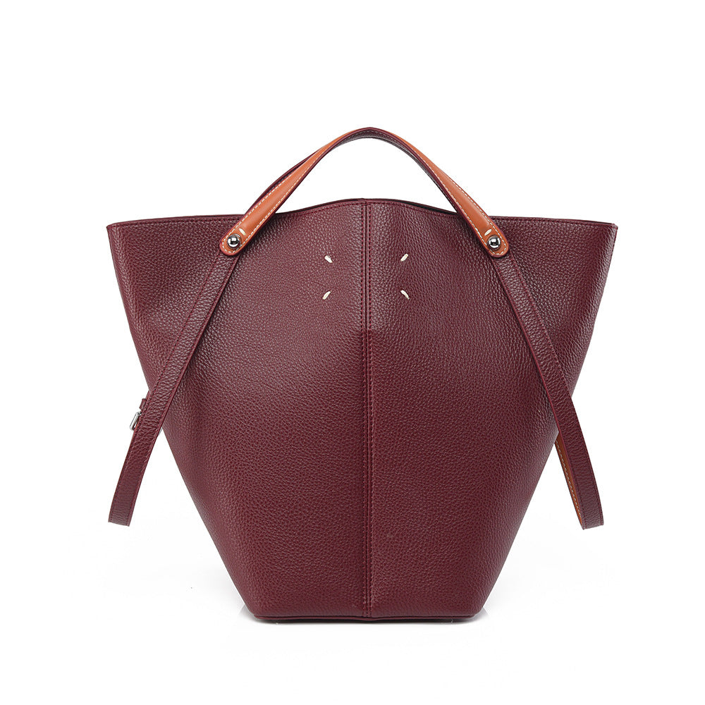 Fashion Mother Large Capacity Totes Contrast Color Commuter Bucket Bag