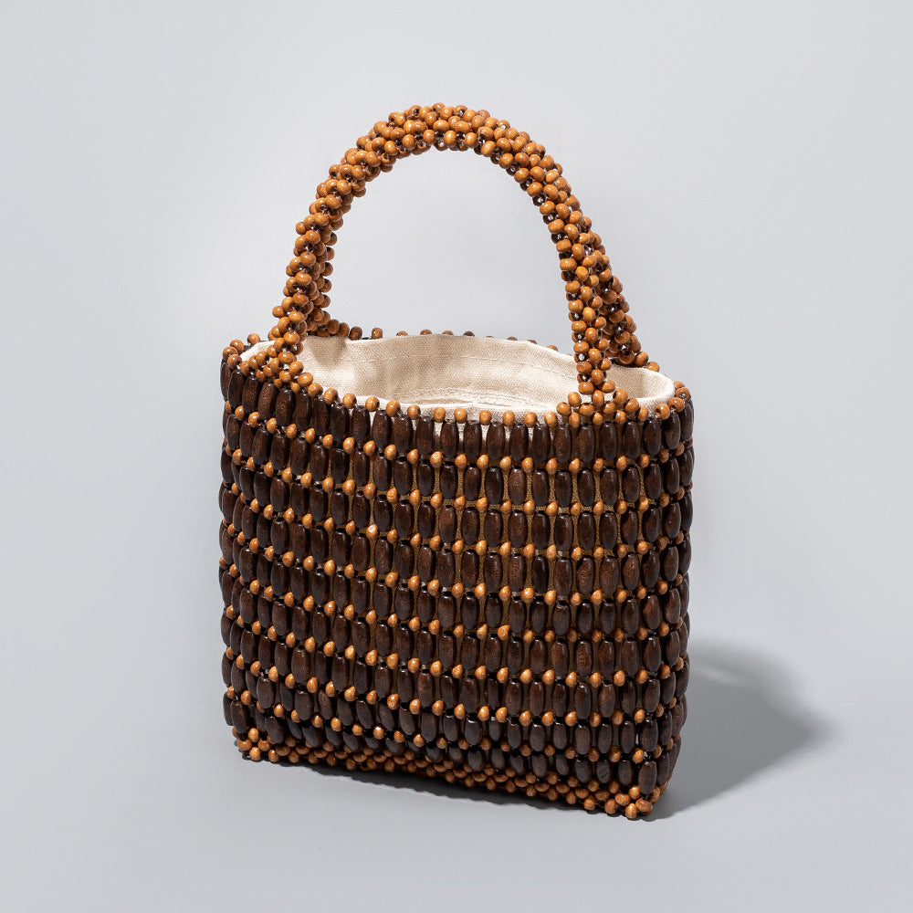 Women's Seaside Vacation With Wooden Beads Decoration Handbags